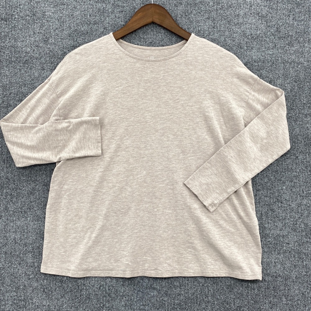 J.Jill Long Sleeve Tee Womens Small Beige Luxe Supima Cotton Granola Minimalist - Picture 1 of 8